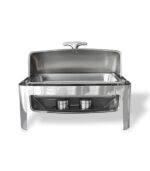 Stainless Steel Square Chafing Dish with See Through Hydraulic lid and Stainless Steel Stand and Burner - 6 Ltrs Capacity - Image 2