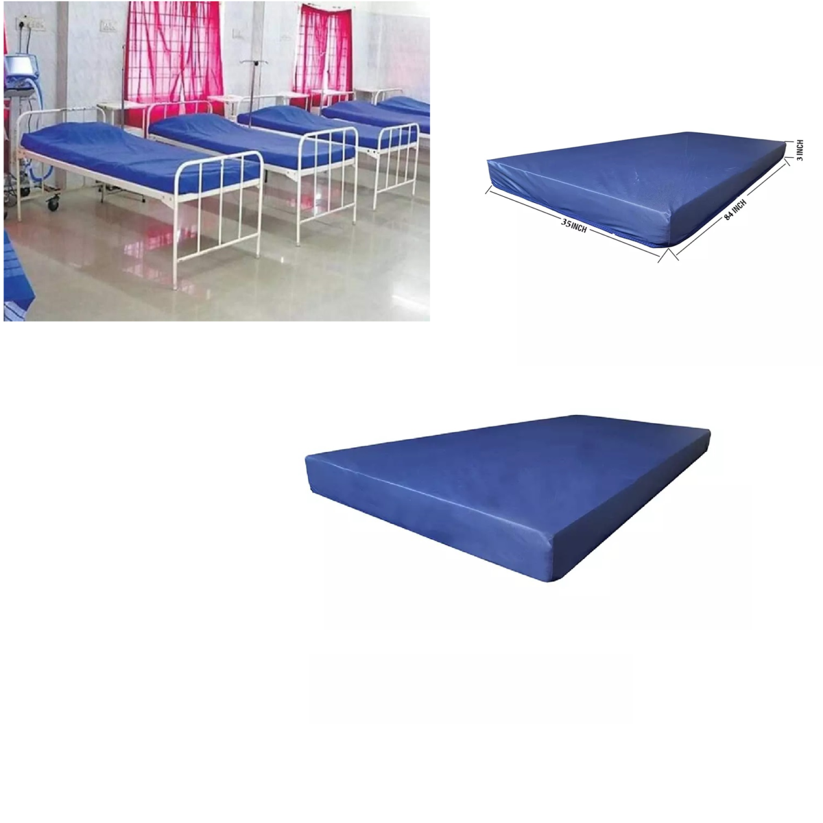 Samnantools Hospital Medical Patient Clinic Leather Bed Mattress Artificial Leather Bed Mattress Rexine Fibre Mattress 73 inch x 36 inch No1 Blue Colour - Image 3