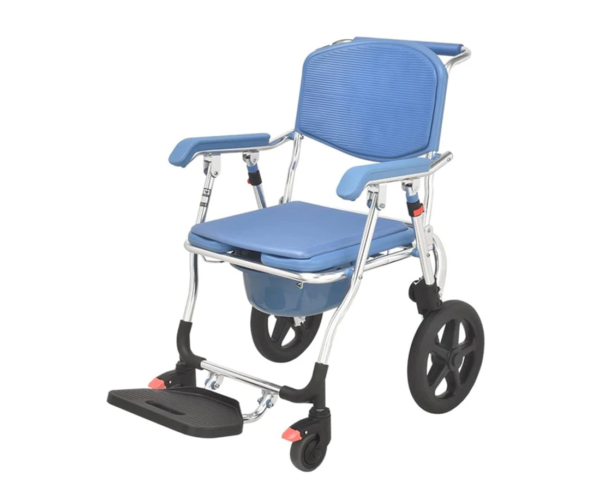Samnantools Multipurpose Wheelchair, 3-in-1 Commode Chair, Shower Chair, Medical Rolling Bathroom Transport Chair for Elderly and Seniors, Standard Folding with Footrest