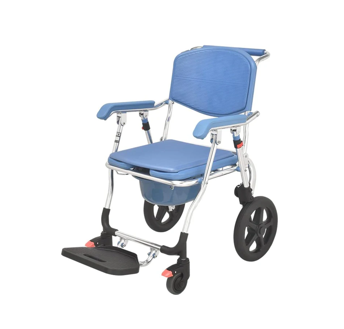 8745 Samnantools Multipurpose Wheelchair, 3-in-1 Commode Chair, Shower Chair, Medical Rolling Bathroom Transport Chair for Elderly and Seniors, Standard Folding with Footrest - Image 1