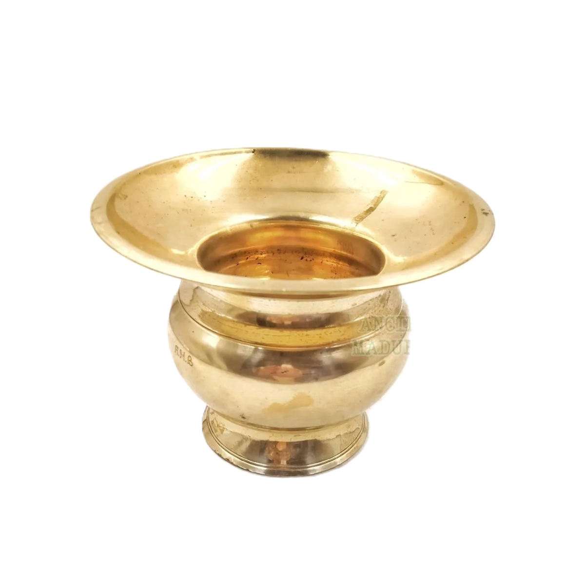 AM-3721_2 Ugaldan/Peetal Peekdan/Thukdan Antique Hand Art Betel Nut Spitting Bowl Brass Spittoon - Image 1