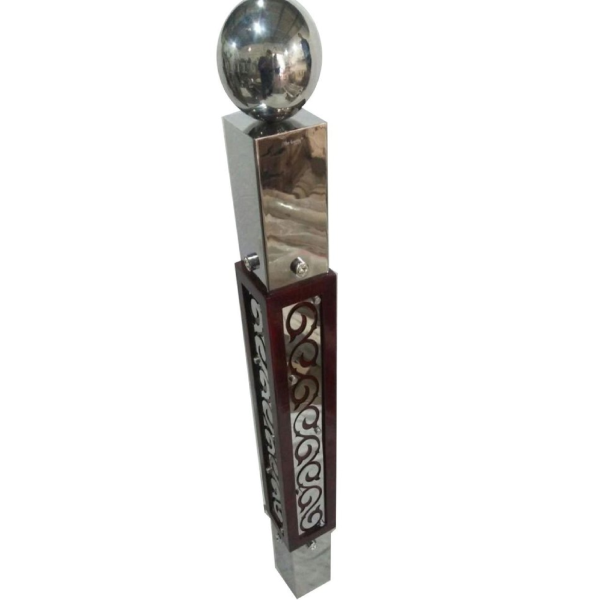 Samnantools 3 Feet Stainless Steel Wooden Master Pillar with Panel Design, Durable Silver Finish for Balcony Railing, Home, Hotel, and Shop Decor - Modern and Weather-Resistant Decorative Post for Indoor and Outdoor Use - Image 1