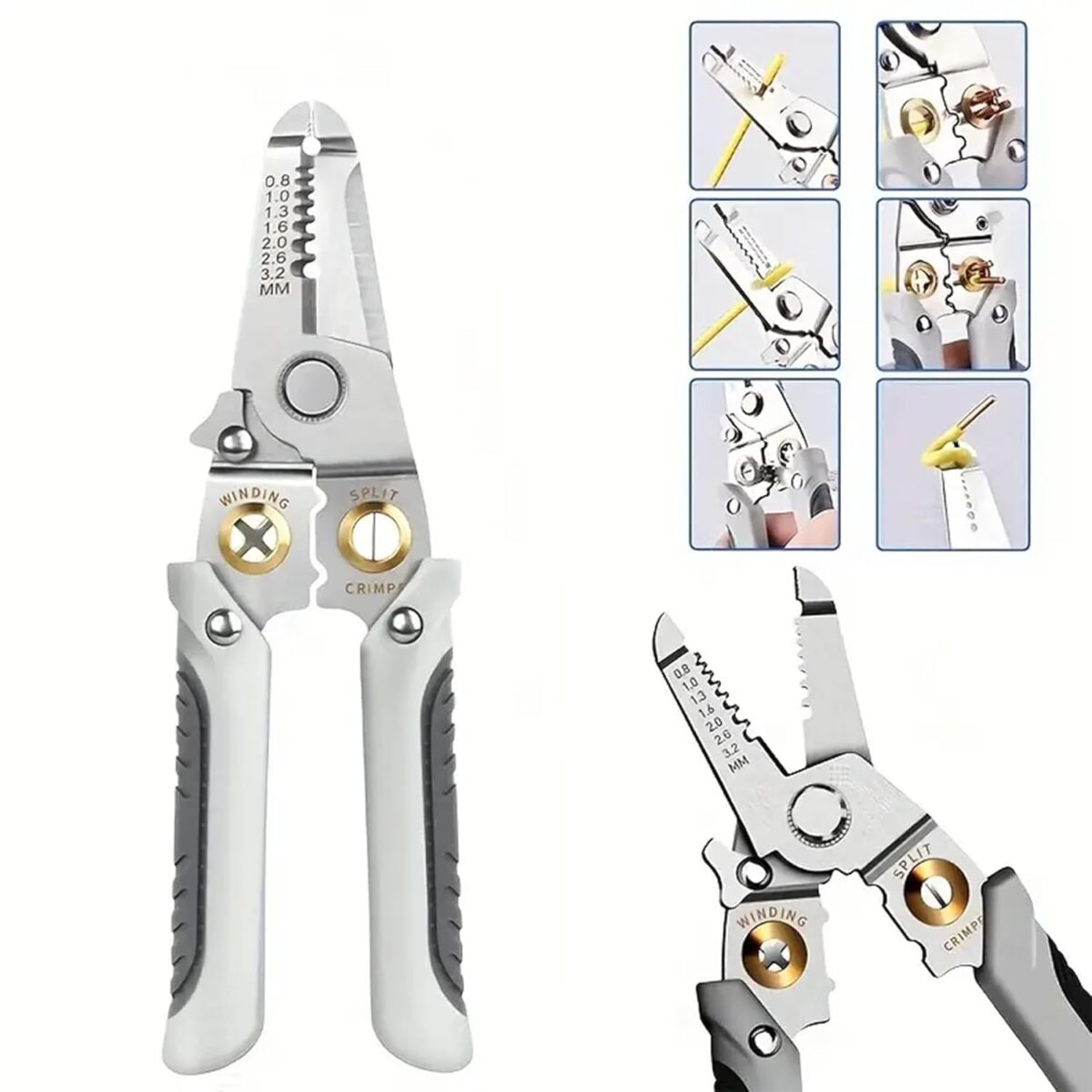 Wire Stripper and Cutter Pliers Tools For Electricians 6-in-1 Multifunctional Wire and Cable Stripping, Cutting, Winding, Crimping - Image 1