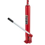 Hydraulic Long Ram Jack, 5 Tons/8818 lbs Capacity, with Single Piston Pump and Flat Base, Manual Cherry Picker w/Handle, for Garage/Shop Cranes, Engine Lift Hoist, Red