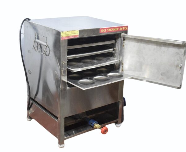 Commercial 6 Tray Stainless Steel Gas Operated Idli Steamer Machine 72 Pcs