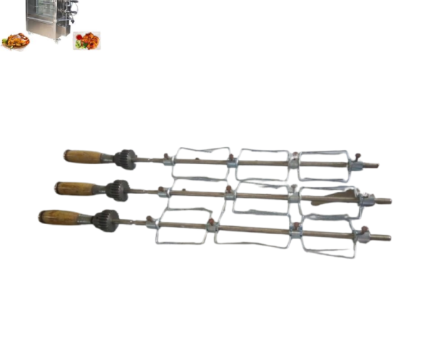 Samnantools Commercial Chicken Grill Machine Rod with Gear and Handle (3 pcs) | Durable and Heat-Resistant Rotisserie Accessories