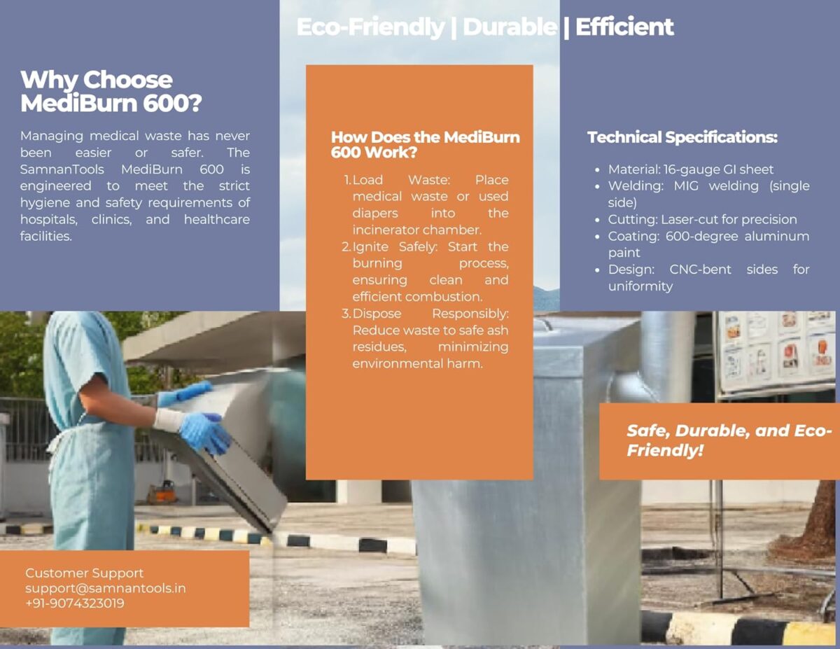 SamnanTools MediBurn 600 Waste Disposal Incinerator for Hospitals & Clinics for Disposing Used Diapers and Medical Waste - Image 7