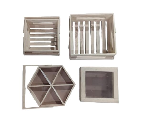 Samnantools Customize Wooden Marava Box Designs – Traditional Handcrafted Storage Boxes for Sweets, Spices & Gifts Wooden Finish – Pack of 4