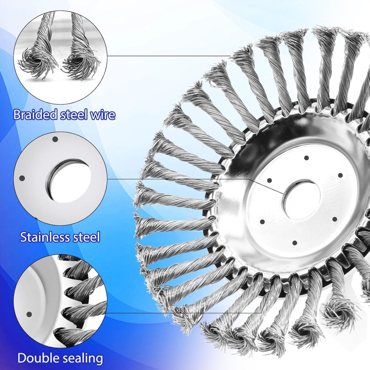 Samnantools Wire Wheel Weed Brush for Grass Cutter – Universal Trimmer Head for Garden, Lawn Mower, and Brush Cutter 8 inch - Image 4