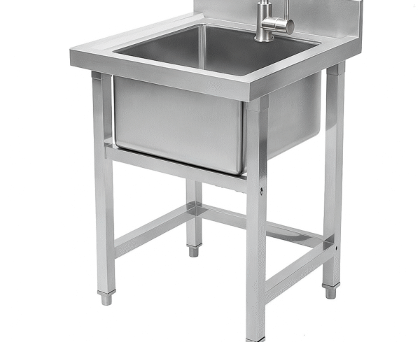 Samnantools Stainless Steel Utility Sink Set With tap– Portable Commercial Single Bowl Sink for Restaurant, Café, Bar, Hotel, Garage, Laundry Room & Outdoor Kitchen (Groovy Design)