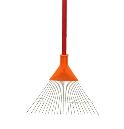 Outdoor Broom with Wooden Handle | Durable Plastic & Metal Garden Rake for Cleaning Leaves, Grass, and Yard Debris | Lightweight Leaf Rake for Outdoor Use|Multicolor