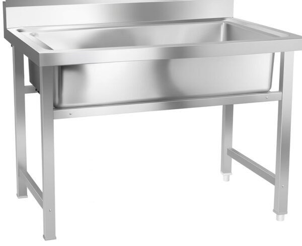 Samnantools Single Bowl Pot Wash Sink Unit | Commercial Kitchen Wash Basin with Splash Guard & Under Cross Support | Heavy-Duty Hotel & Restaurant Sink