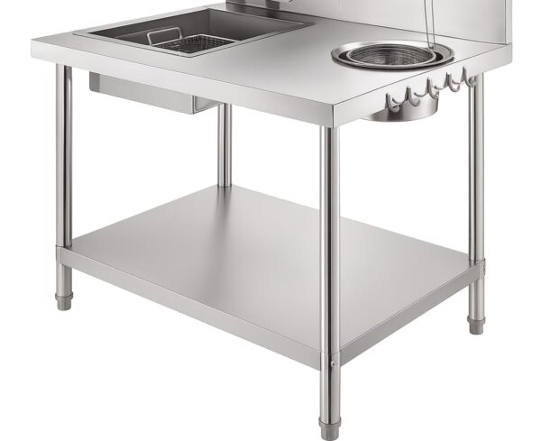 Samnantools Stainless Steel Breading Table for Broast| with Shaking Baskets, Powdering Unit, Dipping Unit, Splash Guard & Under Shelf