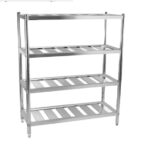 Samnantools 4-Tier Stainless Steel Pot Rack |Stainless Steel Free Standing Pot Rack, Size/Dimensions: Standard, Size: 48"x24"x66 CM