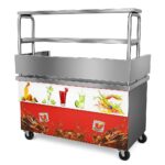 Samnantools Stainless Steel Commercial Juice Counter with Built-in Sink & Tap – Fruit Display Rack & Wash Station for Juice Shops, Cafeterias, and Restaurants (Silver)