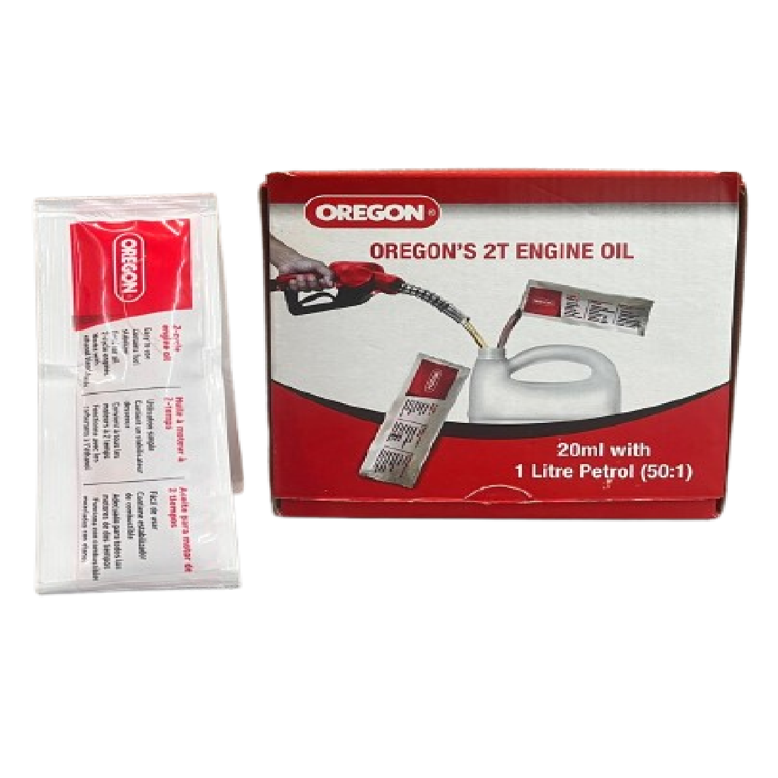org OREGON-2T Chainsaw Engine Oil - 5 Sachet Pack - Ideal for 1 Litre Petrol Mix - Essential Chainsaw Accessories - Image 1